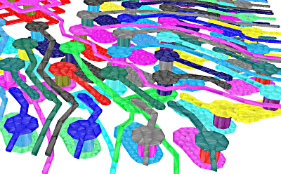 3D BGA model created using the Gerber data and NETEX-G. Shown after 'meshing'