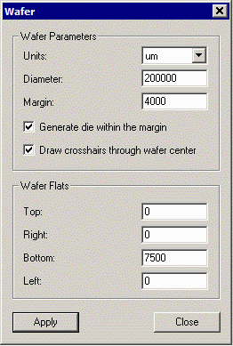 GDS-SR wafer dimension dialog box. 