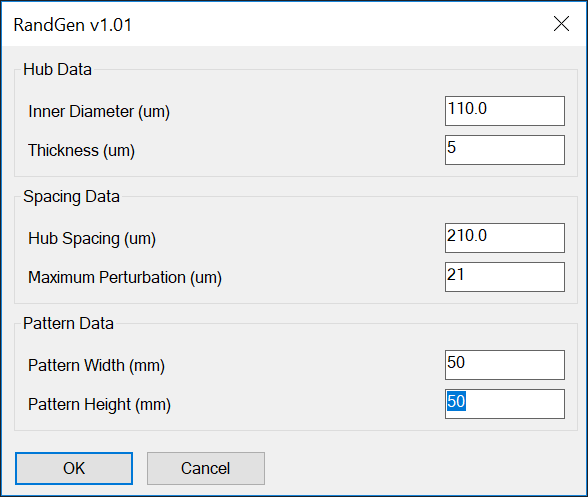 dialog for RandGen (after values entered)