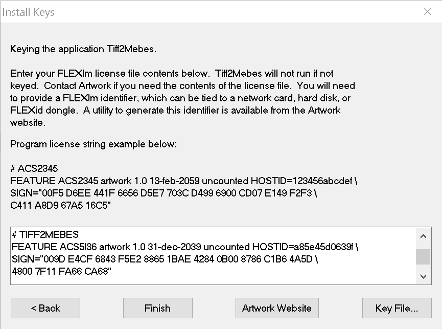 paste your node locked license codes into the field provided.