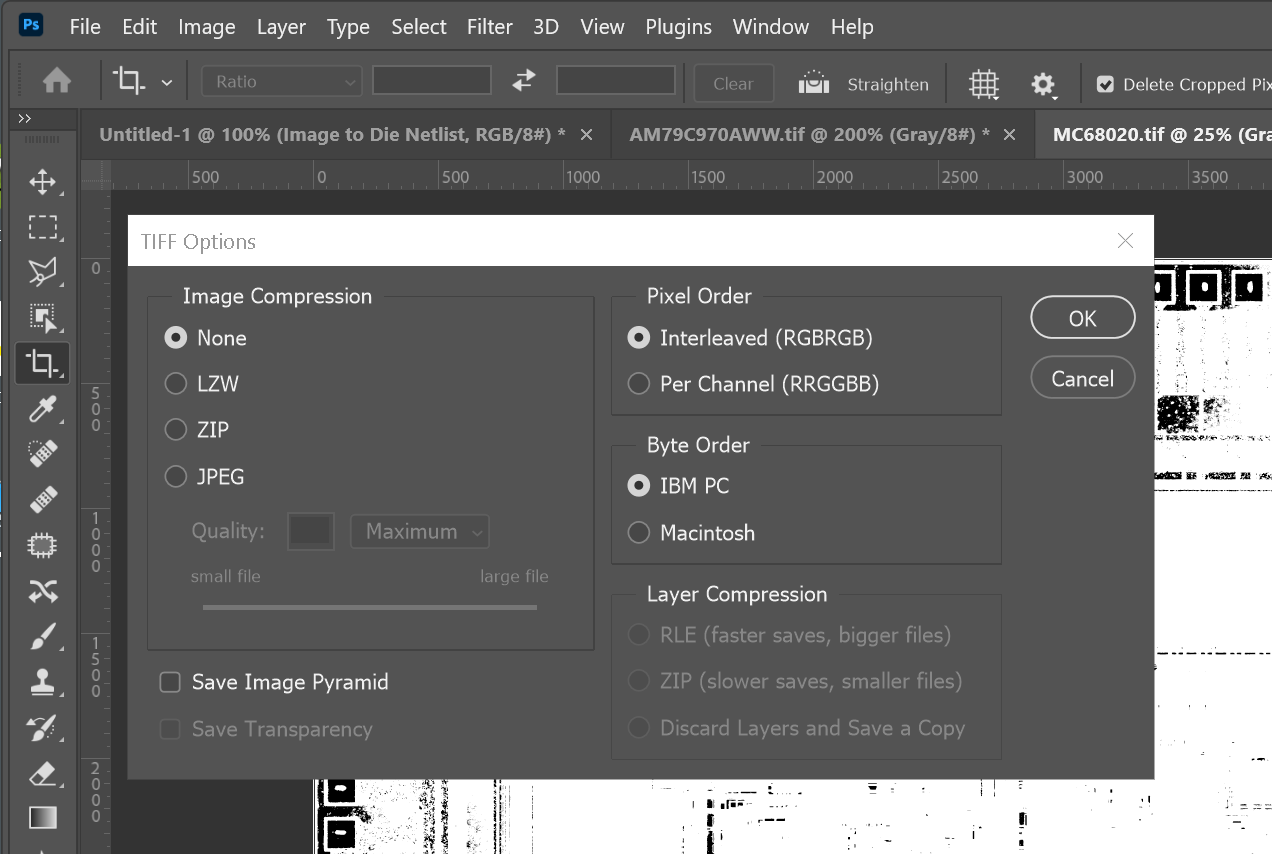 save as TIFF uncompressed