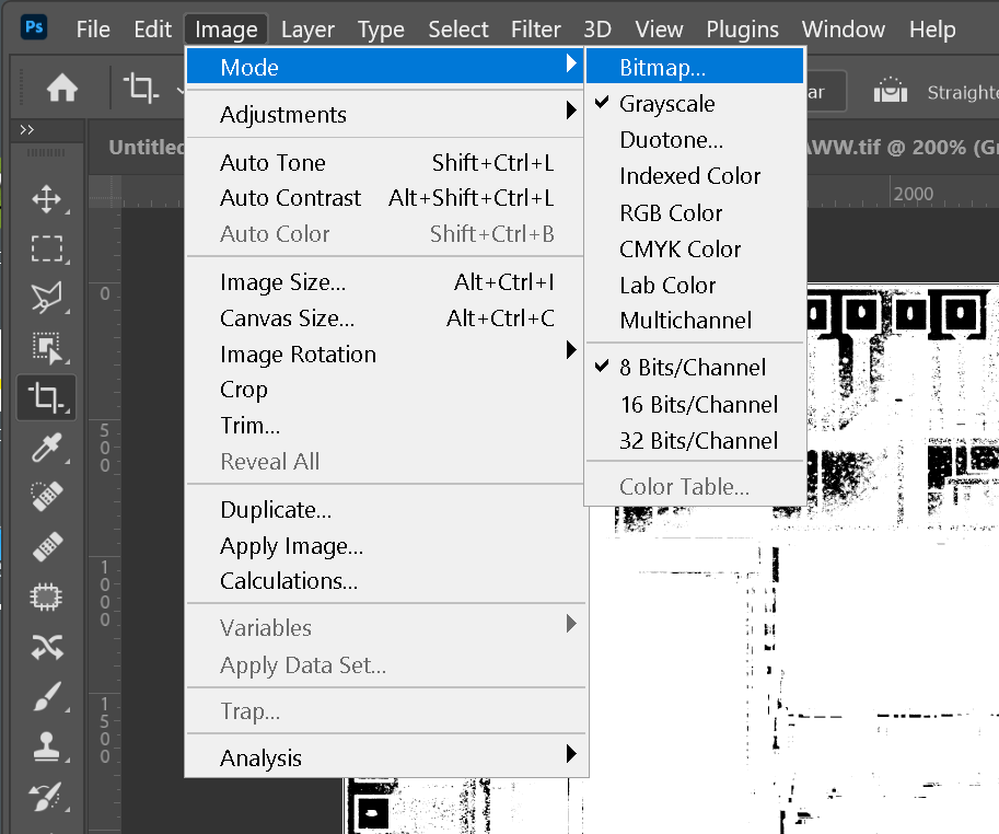 convert from grayscale to a bitmap (monochrome)