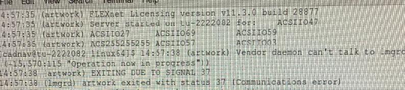 Flexlm error -15 'Operation Now in Progress'