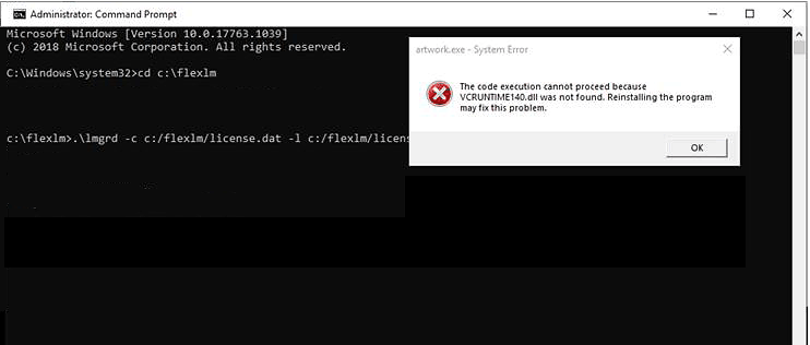 The code execution cannot proceed because VCRUNTIME140.dll was not found.